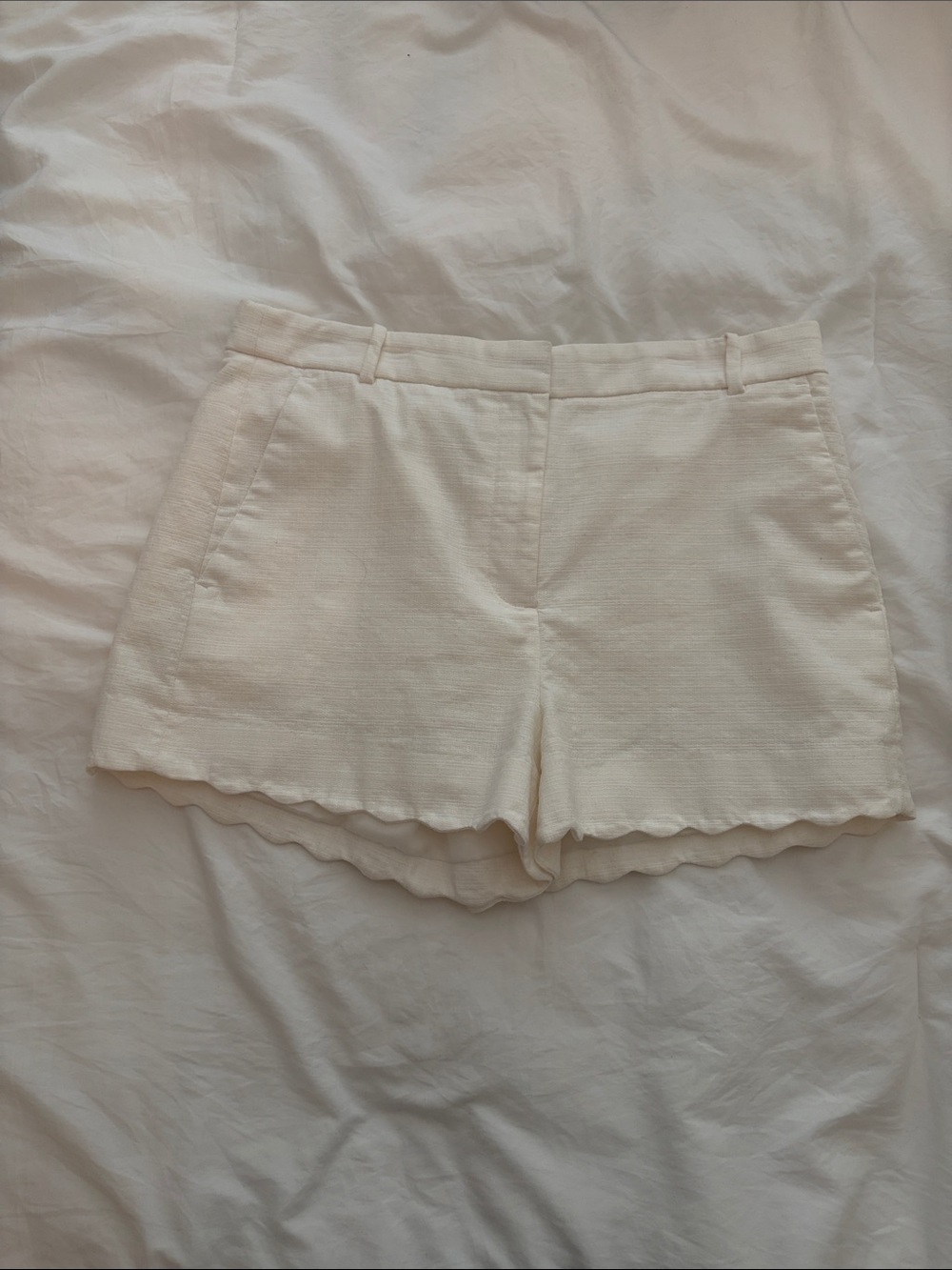 J. Crew Cream Scalloped Hem Dressy Shorts